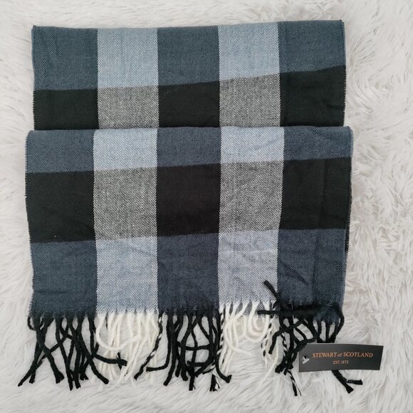 New Stewart of Scotland Plaid Solid Fringe Hem Scarves Scarf OS Women Multicolor - Picture 1 of 6